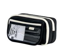 Astuccio per matite a forma di panda, astuccio per penne di grande capacità, astuccio portatile da viaggio per strumenti di scrittura, con cerniera, con scomparti per matite, penne, gomme, Nero, Refer