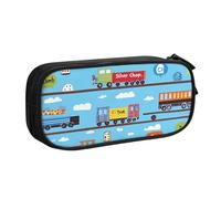 Astuccio per matite a forma di treno, per ragazzi e ragazze, con grazioso camion, grande, per cancelleria, per scuola, ufficio, borsa per il trucco con cerniera, Nero , 21x5x10.5cm, Astuccio per