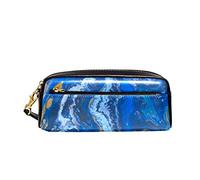 Astuccio Per Matite Abstract Painting Blue Gold Texture Borsa Porta Penne Aesthetic Cancelleria Portamatite Multifunzione Custodia Porta Cancelleria Per Adolescente Scuola Ragazzi