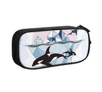 Astuccio per matite acquerellabili con balena per ragazzi e ragazze, grande astuccio per penne e penne da scrivania, organizer per cancelleria, astuccio per scuola e ufficio, borsa per il trucco con