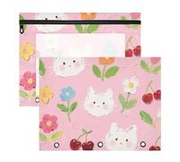 Astuccio per matite adorabile per raccoglitori a 3 anelli, confezione da 2 articoli scolastici per studenti, cartoni animati, fiori colorati estuche para lapices