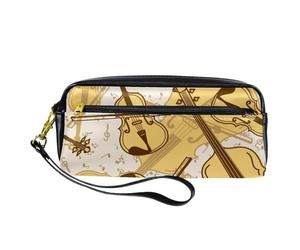 Astuccio per matite, astuccio con contrabbasso e violino, in pelle PU, con cerniera, per ragazzi e ragazze, per scuola e ufficio