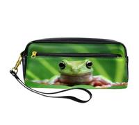 Astuccio per matite, astuccio con rana dell'albero Dumpy, astuccio portapenne in pelle PU con cerniera, per ragazzi e ragazze, articoli per la scuola e l'ufficio