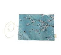 Astuccio per matite, astuccio in lino vintage Astuccio per matite arrotolabile in tela colorata con fodera per cinturino in velluto di daino per matita(Blu)