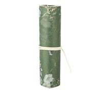 Astuccio per Matite, Astuccio in Lino Vintage Portamatite Astuccio per Matite Arrotolabile in Tela Colorata con Fodera per Cinturino in Velluto di Daino per Matita(Verde)