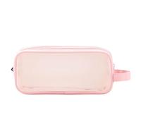 Astuccio per matite - Astuccio per matite in rete, astuccio per trucco trasparente | organizer per trucco con cerniera con 2 scomparti per cancelleria, trucco cosmetico, rosa, Se référer au descriptif