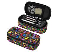 Astuccio per matite Astuccio per penna con stampa dell'alfabeto vintage Astuccio per matite di grande capacità Scatola per cancelleria Portapenne portatile Organizzatore da scrivania con doppie cern