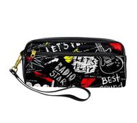 Astuccio per matite, astuccio per penne a forma di chitarra rock, in pelle PU, con cerniera, per ragazzi e ragazze, per scuola e ufficio