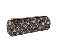 Astuccio per matite, Astuccio per penne Astuccio per matite portatile Astuccio in pelle Borse per cancelleria, Conchiglie Art Deco Golden Blu Navy