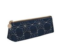 Astuccio per matite, astuccio per penne triangolari Astuccio portatile in pelle per ufficio scolastico,Sashiko Tobi Asa No Ha Foglia di canapa sparsa
