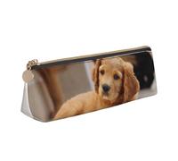 Astuccio per matite, astuccio per penne triangolari Astuccio portatile in pelle per ufficio scolastico,Cuccioli di Cocker Spaniel Piccoli cani Spaniel Animali domestici