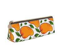 Astuccio per matite, astuccio per penne triangolari Astuccio portatile in pelle per ufficio scolastico,Frutto Del Modello Di Mango E Foglie