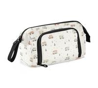 Astuccio per matite beige con camper, roulotte, auto, grande capacità, con slot per matite con scomparti, per studenti universitari, ufficio