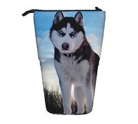 Astuccio per matite, carino astuccio in piedi, astuccio retrattile, astuccio porta matite a sinistra e destra, borsa organizer per cancelleria, Cani Husky, Taglia unica, Ewfffd