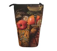 Astuccio per matite, carino astuccio in piedi, astuccio retrattile, borsa organizer per cancelleria con mele e frutta morta, Nero , Taglia unica, Ewfffd