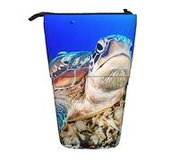 Astuccio per matite, carino astuccio in piedi, astuccio retrattile, borsa organizer per cancelleria con tartaruga marina, Nero , Taglia unica, Ewfffd
