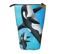 Astuccio per matite, carino astuccio in piedi, astuccio retrattile, borsa organizer per cancelleria corallo subacqueo, Nero , Taglia unica, Ewfffd