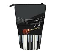 Astuccio per matite, carino astuccio in piedi, astuccio retrattile, borsa organizer per cancelleria paesaggistica, Modello per pianoforte a chitarra, Taglia unica, Ewfffd
