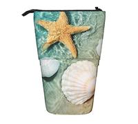 Astuccio per matite, carino astuccio in piedi, astuccio retrattile, girasoli mare cancelleria organizer borsa, Modello a forma di stella marina e conchiglie, Taglia unica, Ewfffd