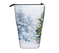 Astuccio per matite, carino astuccio per matite in piedi, custodia retrattile per matite, varietà di verdure fresche frutta borsa organizer per cancelleria, Albero di Natale Palla Neve, Taglia unica,