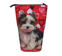Astuccio per matite, carino astuccio per matite in piedi, custodia retrattile per matite, varietà di verdure fresche frutta borsa organizer per cancelleria, Cucciolo Yorkie, Taglia unica, Ewfffd