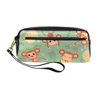 Astuccio per matite, carino che gioca sull'albero della giungla, astuccio portapenne in pelle PU con cerniera, per ragazzi e ragazze, articoli per la scuola e l'ufficio