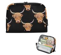 Astuccio per matite carino Highland teste di mucca nero astuccio con cerniera matite sacchetto ragazzi penne borse ragazze adolescenti cancelleria kawaii organizzatore per bambini forniture