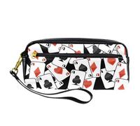 Astuccio per matite, carte da gioco sparse Ace, astuccio portapenne in pelle PU con cerniera, per ragazzi e ragazze, articoli per la scuola e l'ufficio