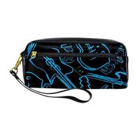 Astuccio per matite, chitarre rock blu, astuccio portapenne in pelle PU con cerniera, per ragazzi e ragazze, articoli per la scuola e l'ufficio