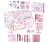 Astuccio per matite - Chiusura con cerniera, contenitore artistico multifunzionale, astuccio con motivo a farfalla, borsa organizer per cancelleria | Custodia portatile per matite per il diario di via