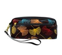 Astuccio per matite, colorato Gingko Biloba senza lasciare su astuccio nero in pelle PU astuccio per cancelleria con cerniera per ragazzi ragazze scuola e ufficio forniture