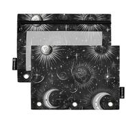 Astuccio per matite con 3 anelli con finestra trasparente, nero, gotico, tarocchi, astrologia, in plastica, con finestra trasparente e occhielli, 3 anelli, per classe, scuola, ufficio, multicolore, 2