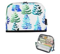 Astuccio per matite con alberi di pino acquerello, blu e verde, grandi astucci con cerniera, per ragazze adolescenti, penne, ragazzi, animali, adulti, bambini, per il rientro a scuola
