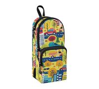 Astuccio per matite con albero della città, grande capacità, con scomparto per studenti, a forma di zaino, organizer per cancelleria e pennarelli, per scuola, ufficio, lavoro, Albero City Car, Taglia