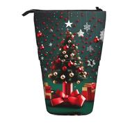 Astuccio per matite con albero di Natale rotondo espandibile, multi-design in tessuto Oxford, altezza regolabile, borsa cosmetica multiuso