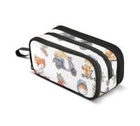 Astuccio per matite con animali che guidano auto, grande capacità, per ragazzi e ragazze, astuccio a 3 scomparti, per studenti, cancelleria, organizer per scuola, ufficio, lavoro, Animali Guida Auto,