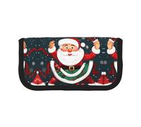 Astuccio per matite con Babbo Natale con scritta "Merry Christmas", astuccio per matite estetico, portapenne da ufficio, Nero , Taglia unica, Organizer per borse