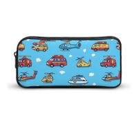 Astuccio per matite con camion dei pompieri e elicottero grande capacità, astuccio per penne e cancelleria, organizer per trucchi