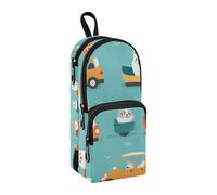 Astuccio per matite con cane che guida auto, grande capacità, con scomparto per studenti, a forma di zaino, organizer per cancelleria, astuccio per matite e pennarelli, per scuola, ufficio, lavoro,