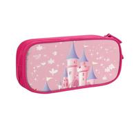 Astuccio per matite con castello dei cartoni animati, per ragazzi e ragazze, con fiore colorato, grande, per cancelleria, per scuola, ufficio, borsa per il trucco con cerniera, Blu, 21x5x10.5cm