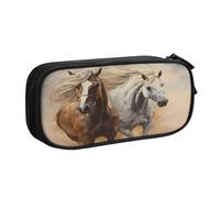 Astuccio per matite con cavalli che corrono per ragazzi e ragazze con animali della fattoria, grande astuccio per penne da scrivania organizer per cancelleria astuccio per scuola ufficio borsa per