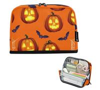 Astuccio per matite con cerniera astuccio arancione Jack lanterna zucche di stoccaggio sacchetto di matita aula penna borsa ragazzi colorato college preppy scuola forniture per ufficio
