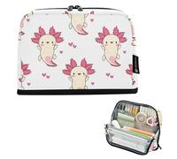 Astuccio per matite con cerniera astuccio carino Axolotls rosa bianco matita borsa per ragazze adolescenti penna sacchetto ragazzo grande capacità college preppy scuola forniture per ufficio