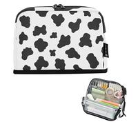 Astuccio per matite con cerniera astuccio nero bianco a pois di mucca borse per matite carino penna pennarello borsa per ragazze stampa animale bambini rientro a scuola forniture organizer