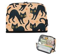 Astuccio per matite con cerniera Astuccio per matite Astuccio per matite Borsa per penne in aula Ragazzi Divertente Organizzatore per il ritorno a scuola Carino Gatti neri Schienali Kaki