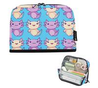 Astuccio per matite con cerniera Astuccio per matite Astuccio per matite Carino Astuccio per penne Ragazze Arte Floreale College High School Forniture per ufficio Carino Cartoon Axolotls Pastello