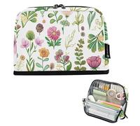 Astuccio per matite con cerniera Astuccio per matite Big Wildflowers Botanical Colors White Pencil Bag Cute Pen Pouch Girls Floral Print Organizer Back to School Supplies