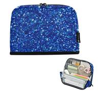 Astuccio per matite con cerniera, astuccio per matite blu agata glitterata, grazioso astuccio per penne e pennarelli, per ragazze, fiori, cancelleria per bambini, forniture per il rientro a scuola