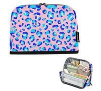 Astuccio per matite con cerniera Astuccio per matite blu leopardo a pois rosa borsa per matite per ragazzi borse per penne adolescenti ragazze insegnante college preppy scuola forniture per ufficio