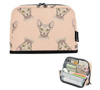 Astuccio per matite con cerniera Astuccio per matite Borse per ragazze adolescenti Astuccio per penne Ragazzo Stampa Animale Cancelleria Bambini Rientro a scuola Forniture Cartoon Kitty Sphynx Gatti